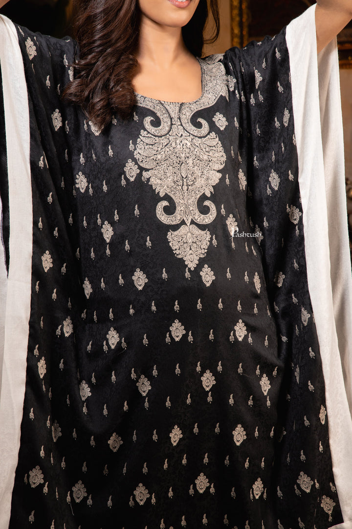 Pashtush Shawl Store Dress Pashtush Womens Woven Kaftan Dress, Embroidery Design, Black
