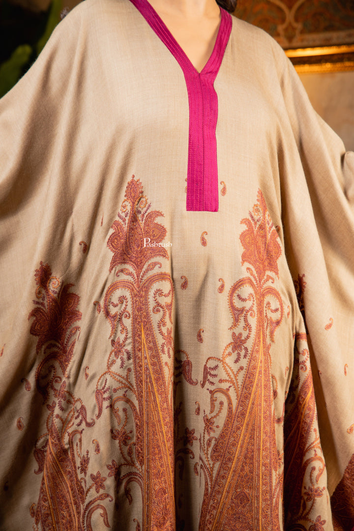 Pashtush Shawl Store Dress Pashtush Womens Woven Kaftan Dress, Embroidery Design, Taupe