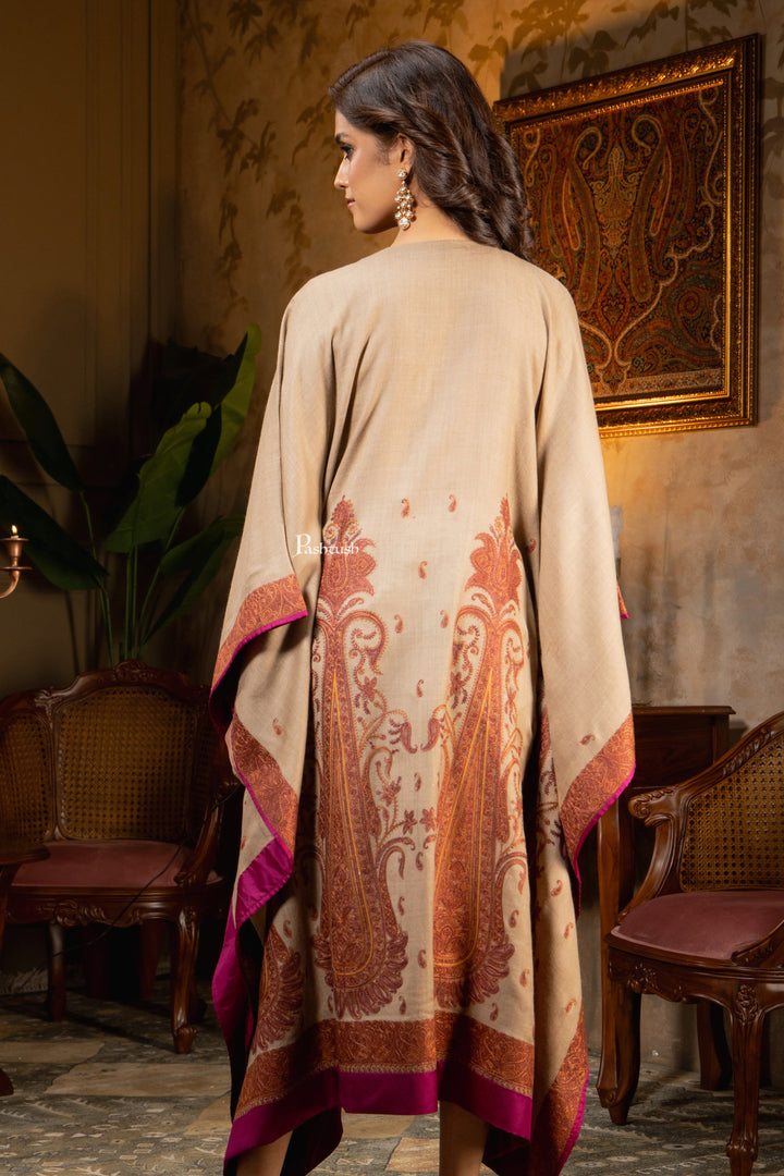Pashtush Shawl Store Dress Pashtush Womens Woven Kaftan Dress, Embroidery Design, Taupe