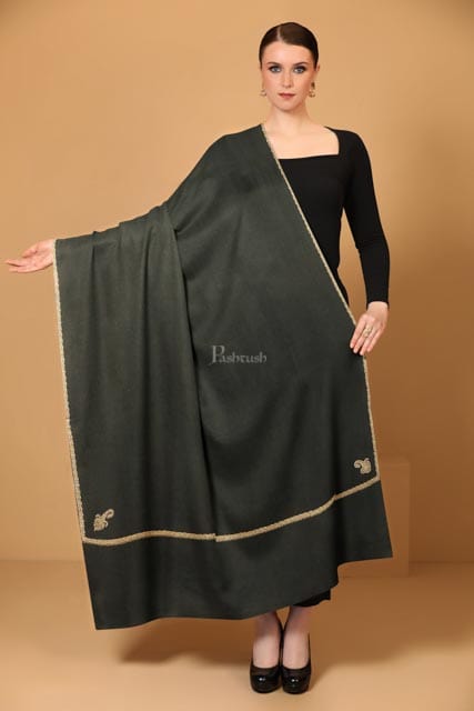 Pashtush India Womens Shawls Pashtush Womes Fine Wool Shawl , Kingri Design , Black