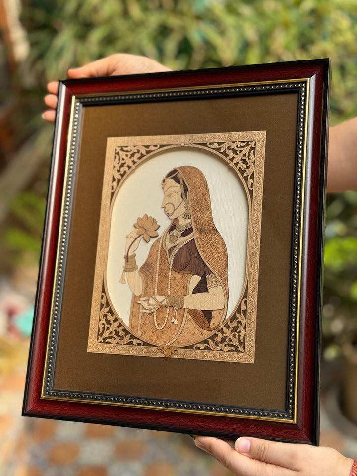 pashtush Gift Pack Pashtush Wooden Artwork, The Lady in Waiting, Made using Multicoloured Natural Wood, Wall Decor