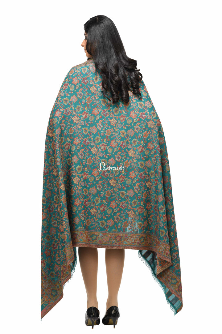 Pashwool Womens Shawls Pashwool Womens Ethnic Design Shawl, Light Weight, Soft And Warm, Arabic Sea