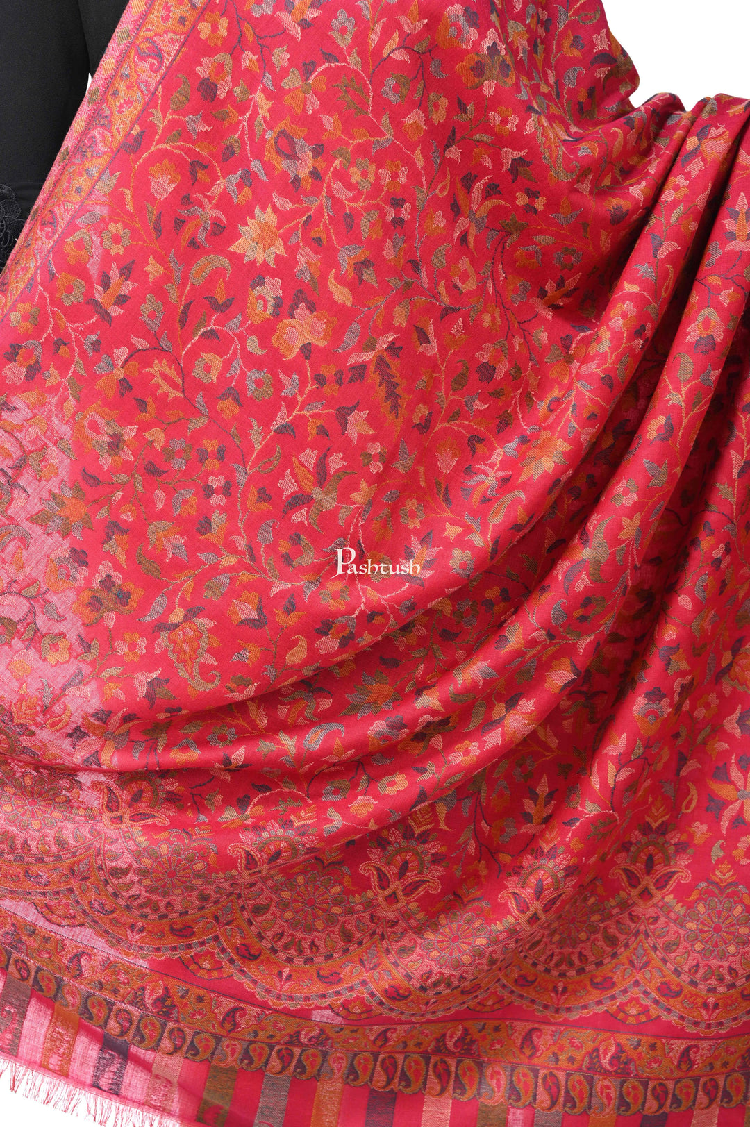 Pashwool Womens Shawls Pashwool Womens Ethnic Design Shawl, Light Weight, Soft And Warm, Pink