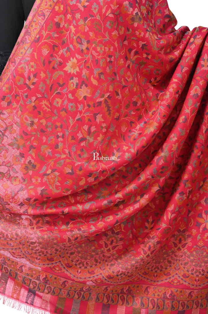 Pashwool Womens Shawls Pashwool Womens Ethnic Design Shawl, Light Weight, Soft And Warm, Pink