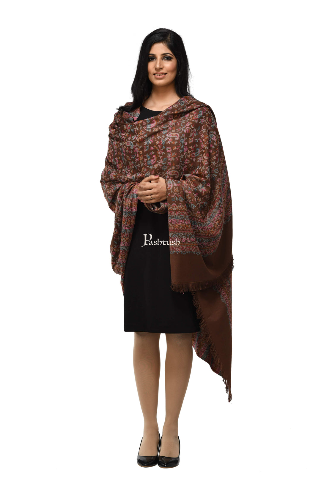 Pashwool Womens Shawls Pashwool Womens Ethnic Design Shawl, Light Weight, Soft And Warm, Sahara