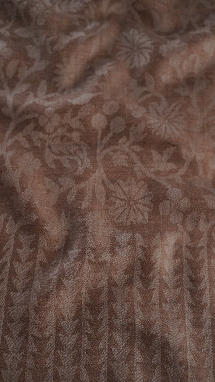 Pashtush Mens Wool Self Reversible Scarf, Floral Jacquard Design, Silk