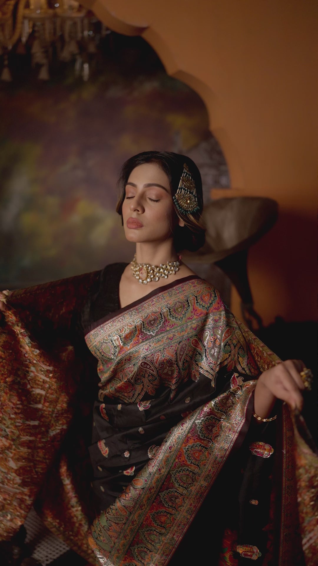Pashtush Womens Shawl, Twilight Collection with Kalamkari Weave, Multicolored