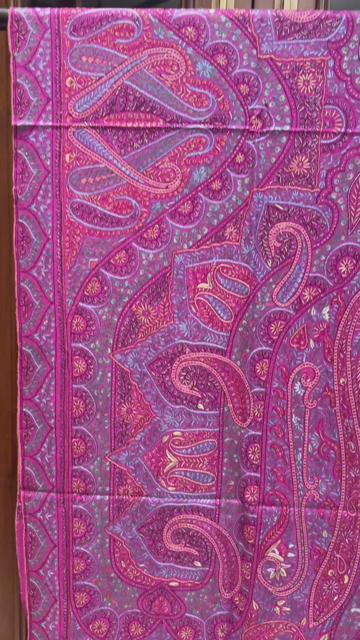 Pashtush Womens Pure Pashmina Shawl, Multicoloured Kashmiri Hand Embroidery Sozni, Ruby