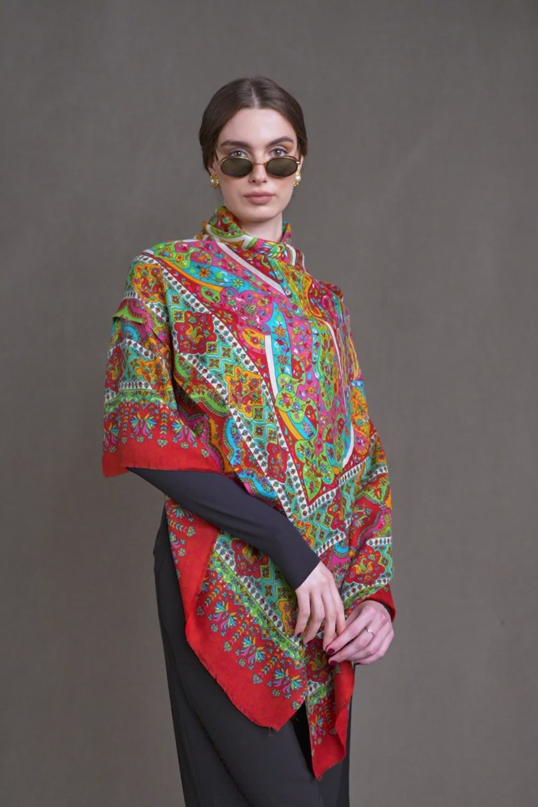 Pashtush Womens Stole, Extra Fine Wool, Printed Kalamkari Design, Ultra Soft