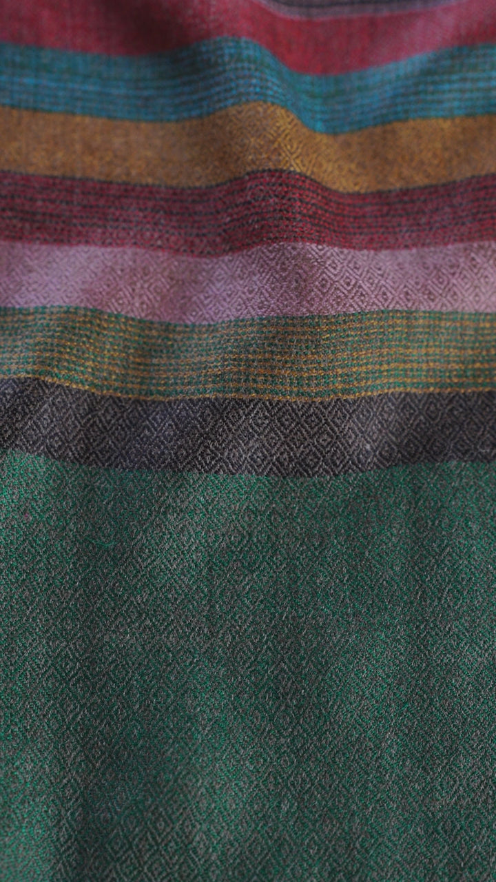 Pashtush Womens Extra Fine Wool Stole, Stripe Design, Multicolour