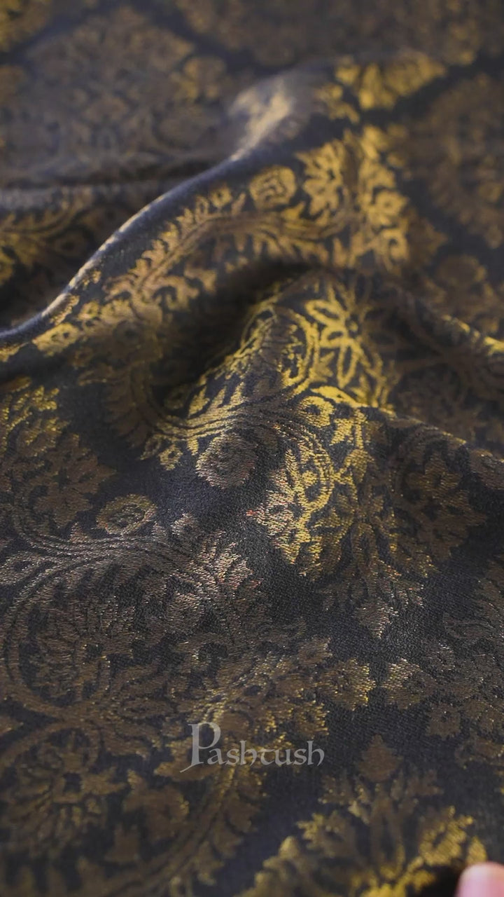Pashtush Mens Twilight Collection, Jacquard Stole, With Metallic Thread Weave, Fine Wool