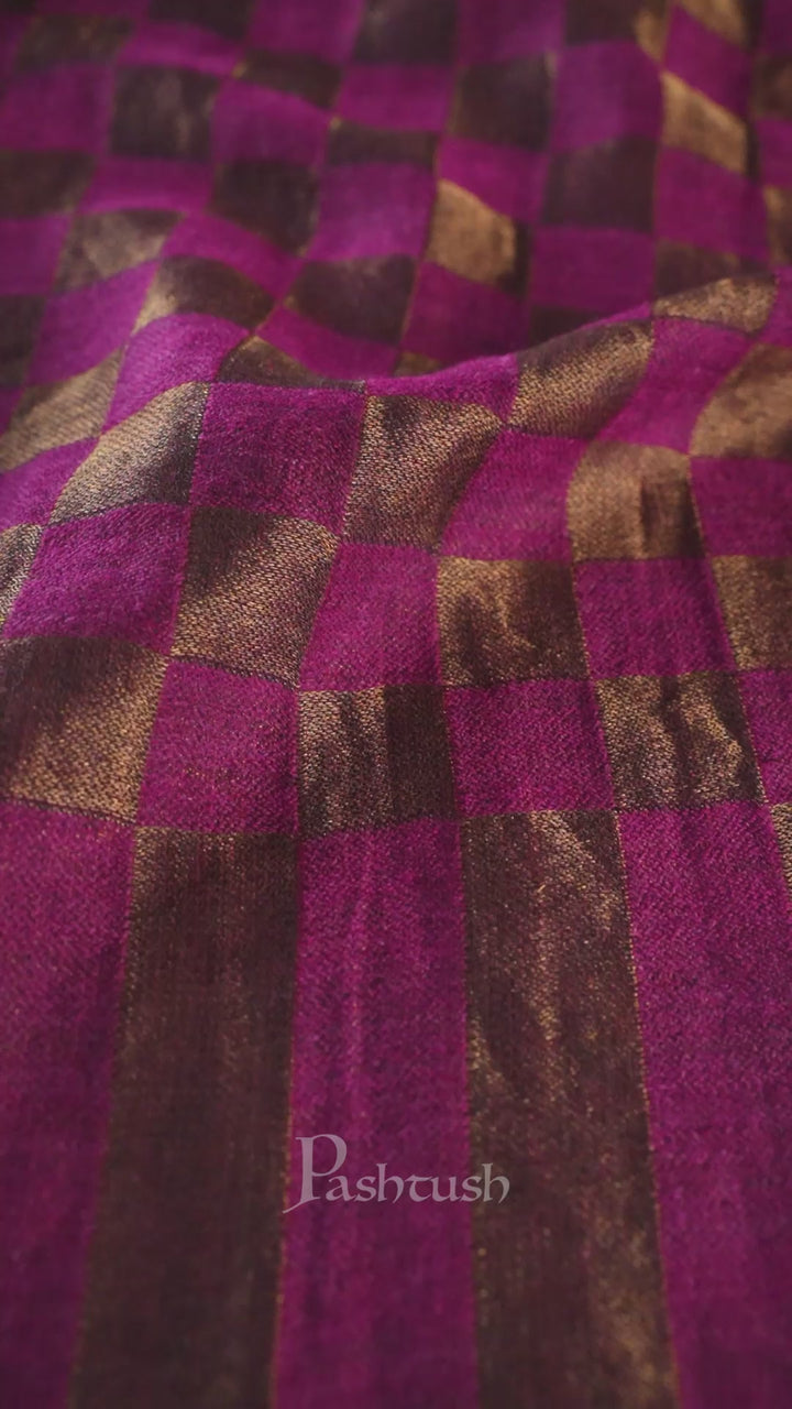 Pashtush Womens Twilight Checkered Scarf, With Shimmery Zari Thread Weave