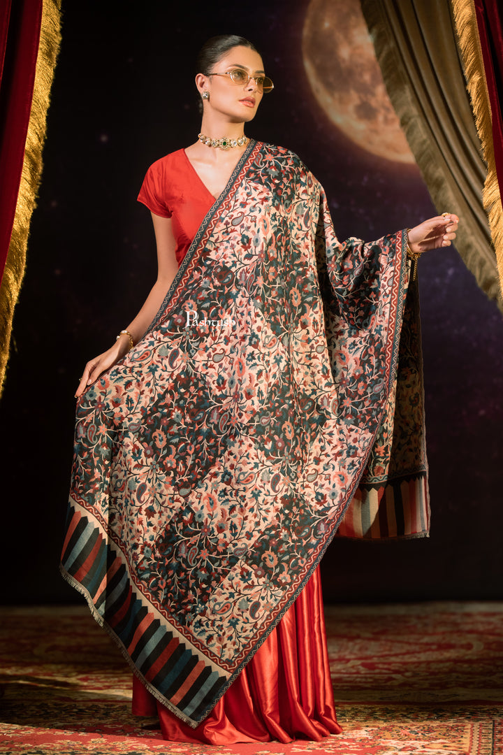 Pashtush Womens Faux Pashmina Shawl, Paisley Weave Design, Multicolour