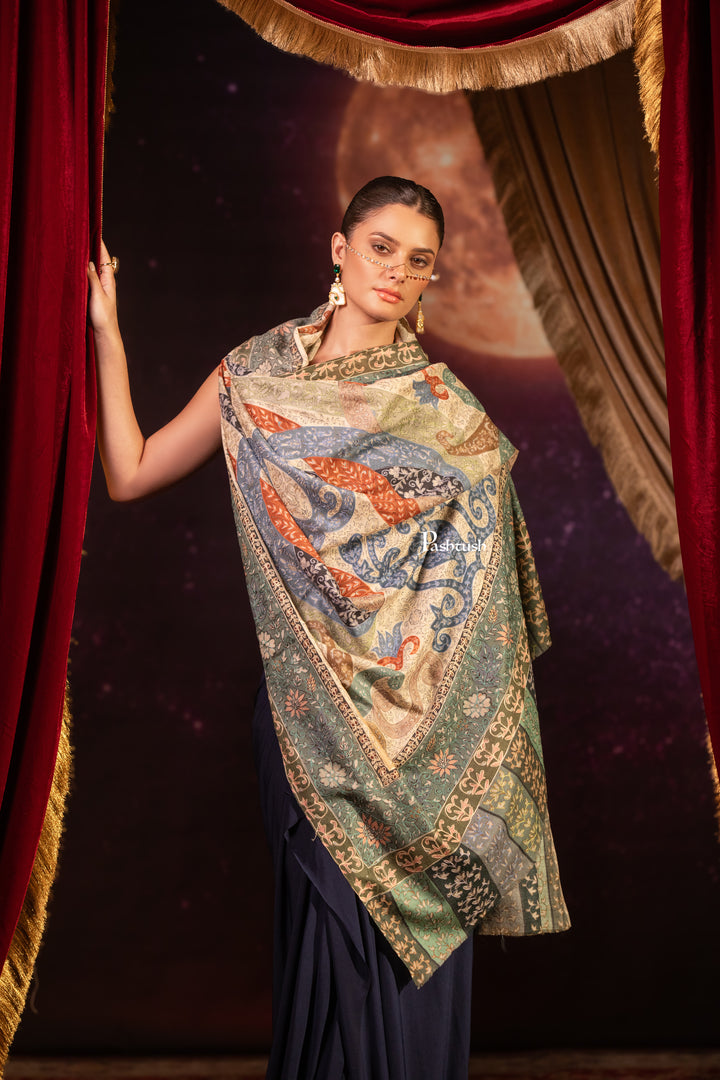 Pashtush Womens Shawl, Kalamkari Design, Multicolour