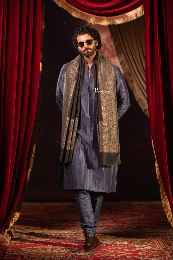 Pashtush Mens Stole, Twilight Design, Black