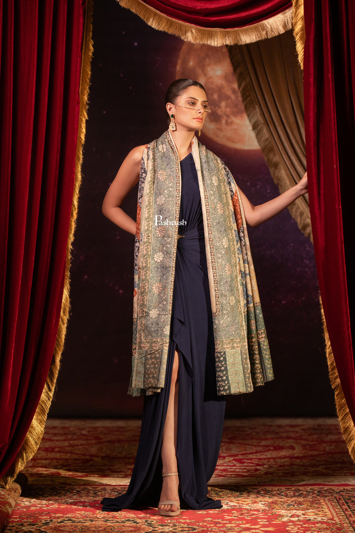 Pashtush Womens Shawl, Kalamkari Design, Multicolour