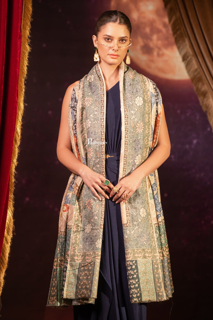 Pashtush Womens Shawl, Kalamkari Design, Multicolour