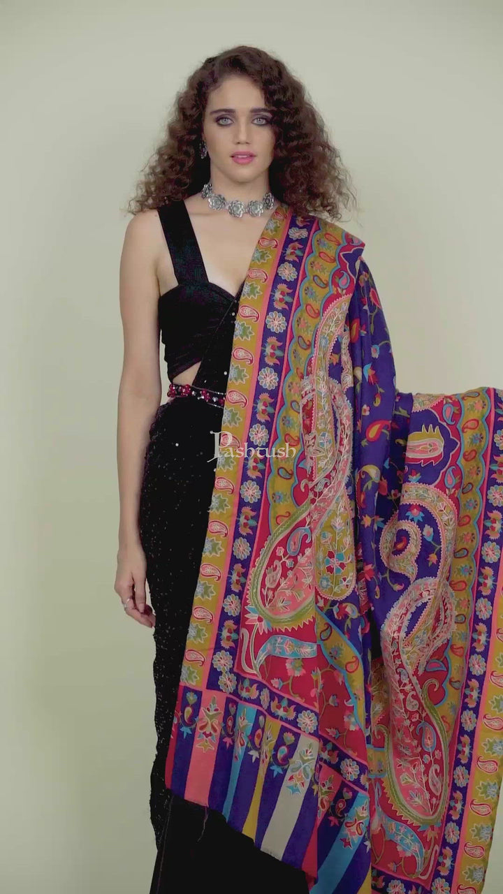 Pashtush Womens Fine Wool, Kalamkari Printed Shawl, Multicoloured