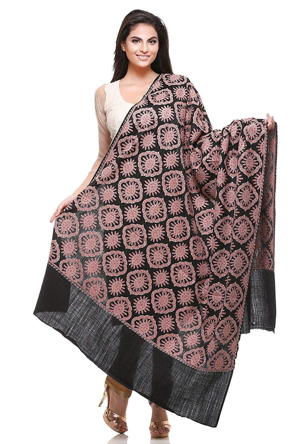 Pashtush India shawl Pashtush Women's Heavy Embroidered Shawl (Black)