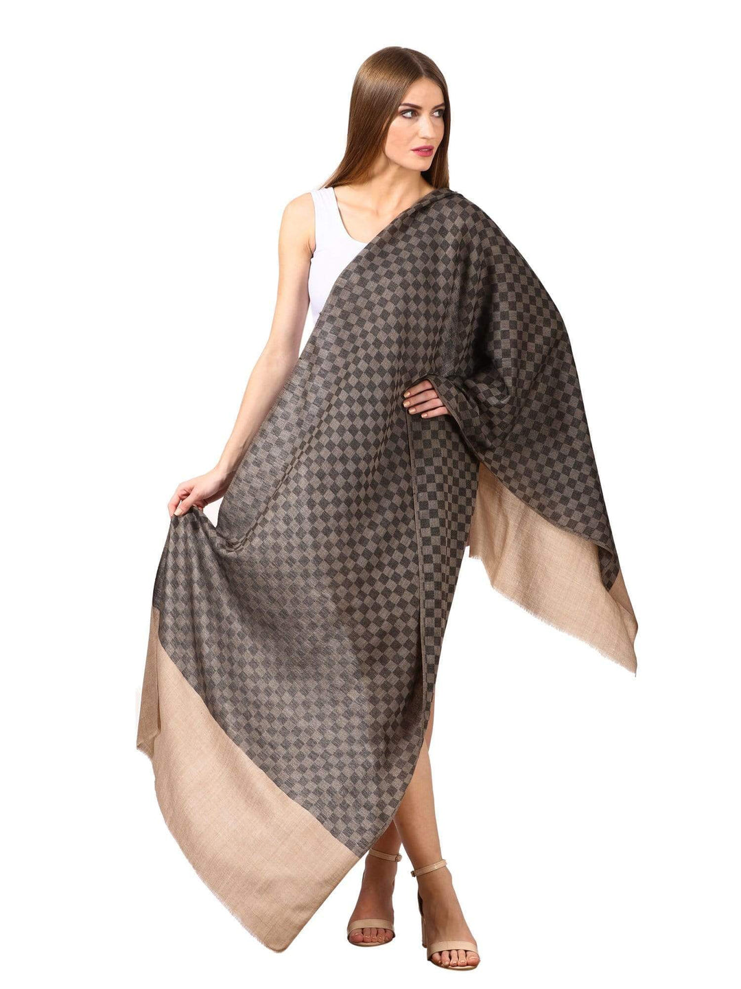 Pashtush India 70x200 Pashtush Fine Wool Luxury Striped Design Scarf, Stole, Weaving Design - Black