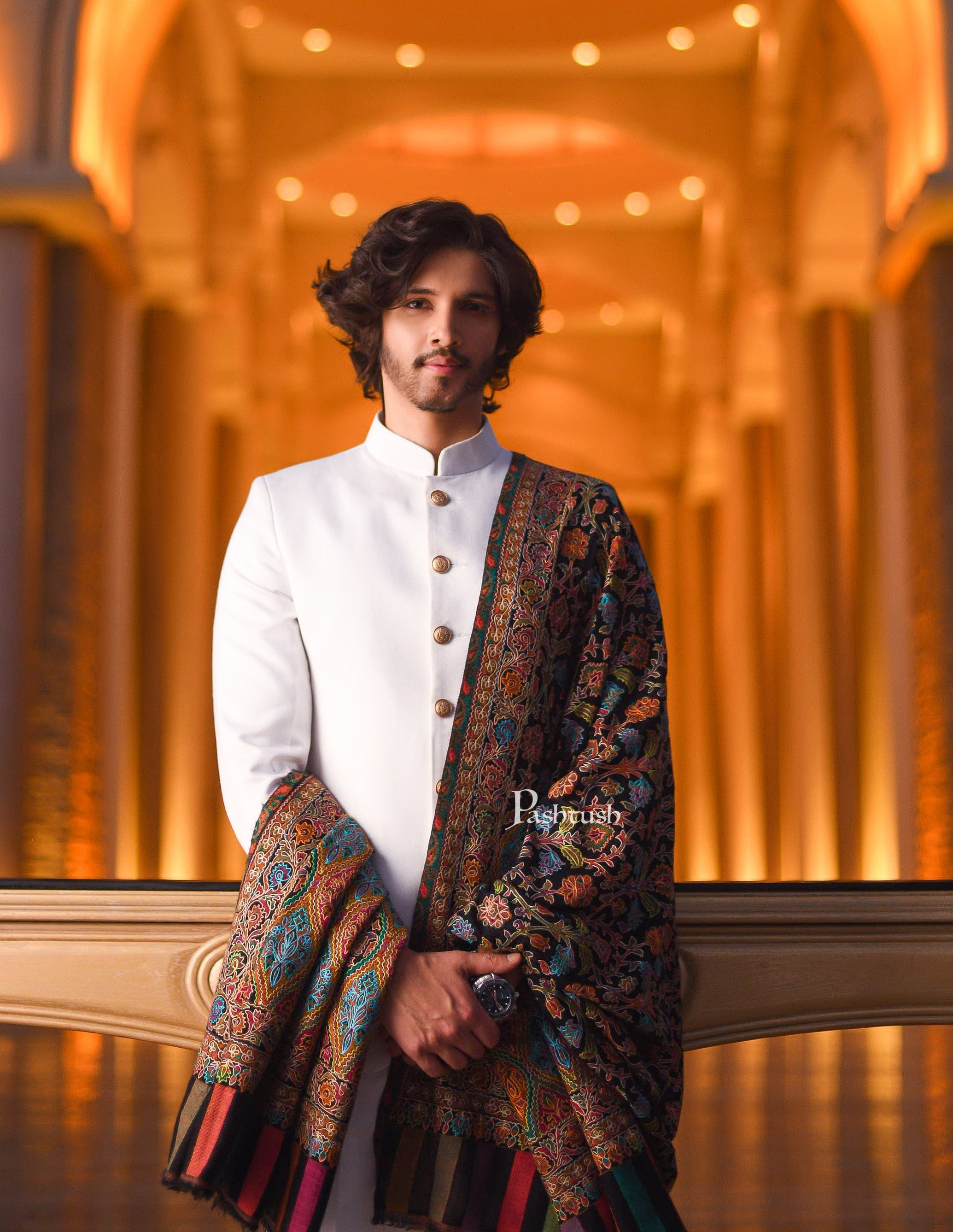 Kashmiri Karandi | Indian wedding clothes for men, Velvet shawl, Sherwani