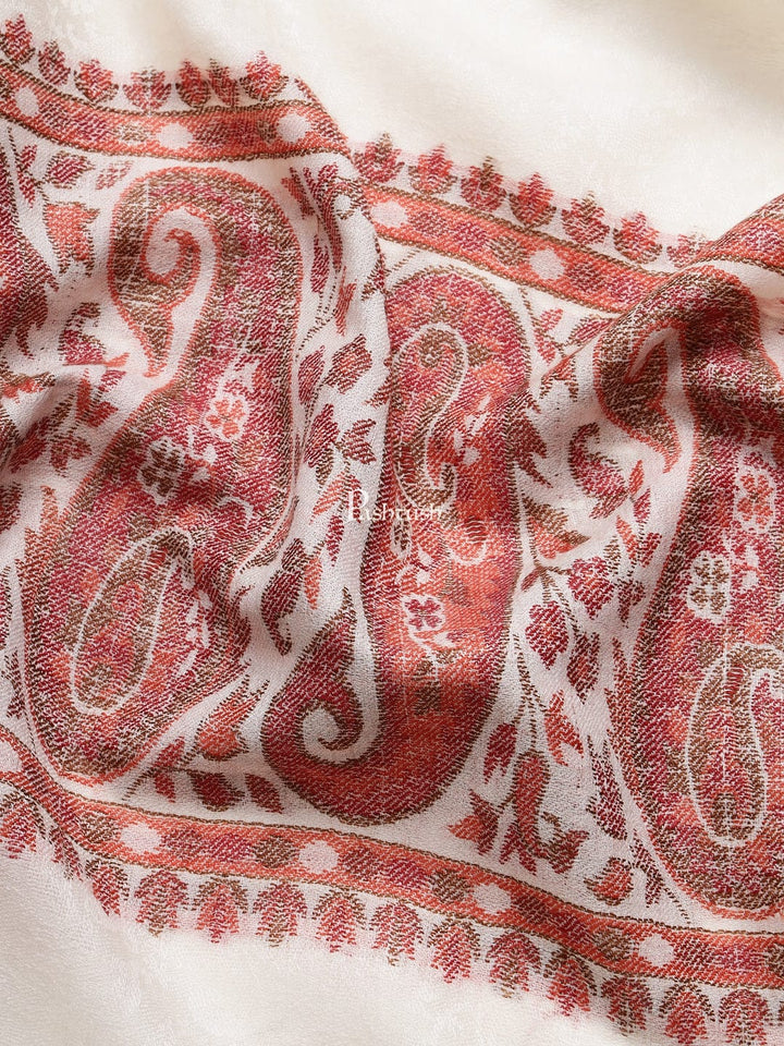 Pashtush India Mens Shawls Gents Shawl Pashtush men Extra Fine Wool shawl, Ethnic Palla design, Ivory