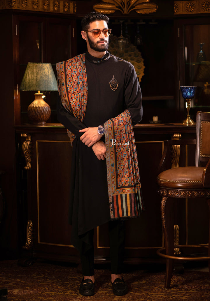 Pashtush India Mens Shawls Gents Shawl Pashtush men Fine Wool shawl, Ethnic design, Multicolour