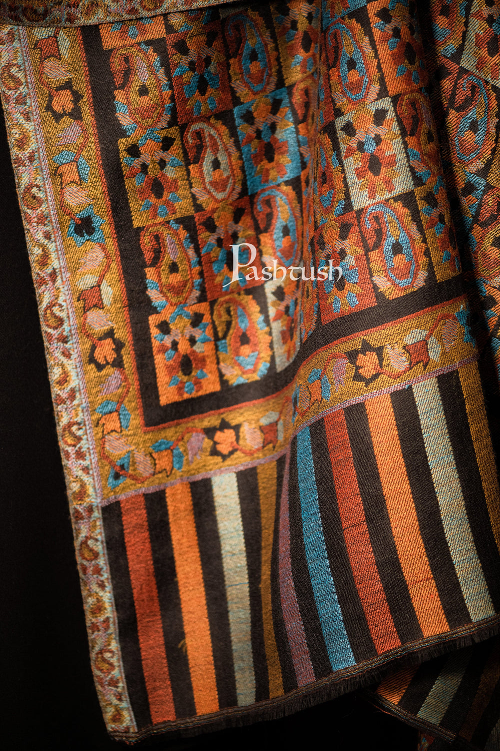 Pashtush India Mens Shawls Gents Shawl Pashtush men Fine Wool shawl, Ethnic design, Multicolour