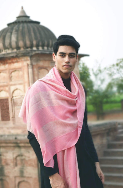 Pashtush India 70x200 Pashtush Men's Reversible Wool Stole, Debonair Pink