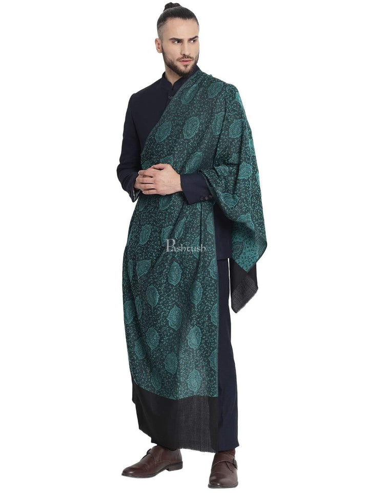Pashtush India 70x200 Pashtush Men's Soft Wool, Reversible Stole Scarf