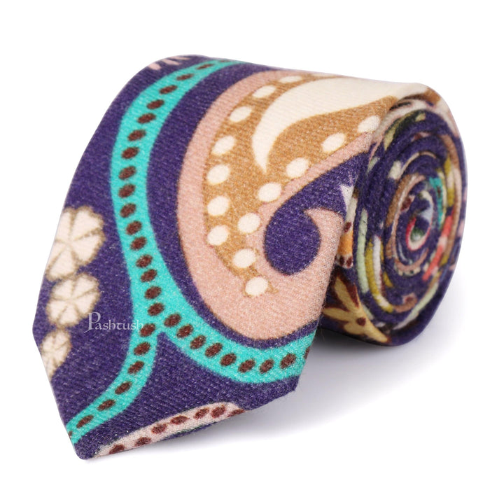 Pashtush India Mens Neckties Ties for Men Pashtush mens 100% Pure Wool with Woolmark Certificate tie, Printed design, Multicolour