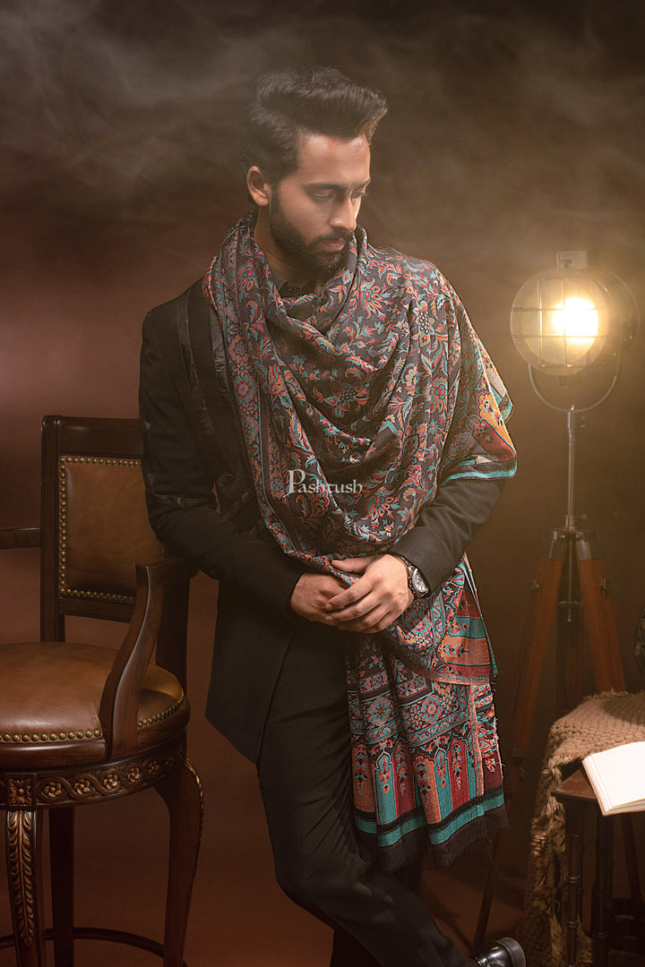 Pashtush India Mens Scarves Stoles and Mufflers Pashtush Mens Bamboo Stole, Ethnic design, Multicolour