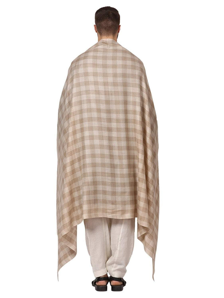 Pashtush Mens Check Shawl, Extra Fine Wool, Soft And Light Weight