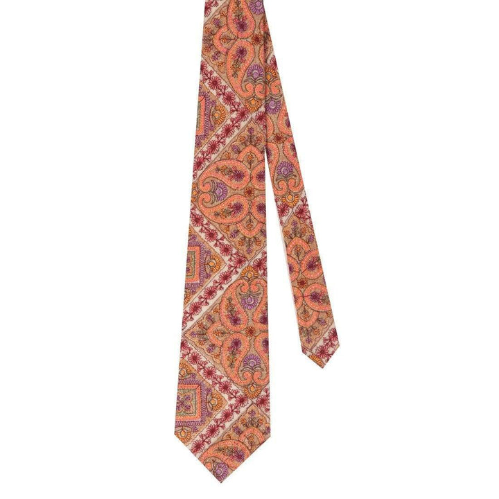 Pashtush India Tie Pashtush Mens Embroidered Necktie, Wool, Paisley Design, Beige