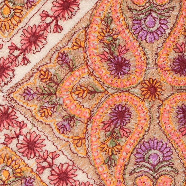 Pashtush India Tie Pashtush Mens Embroidered Necktie, Wool, Paisley Design, Beige
