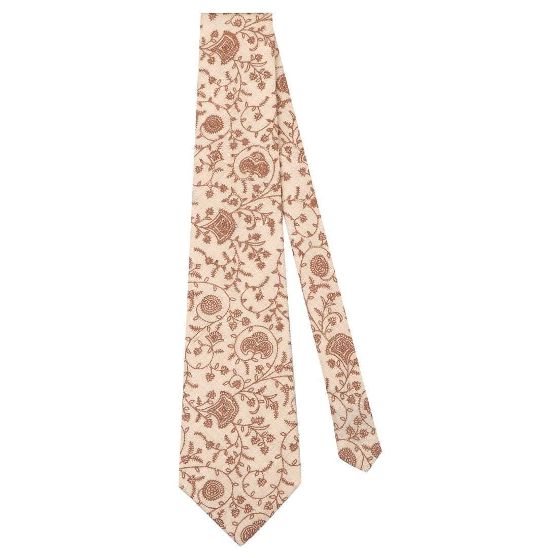 Pashtush India Tie Pashtush Mens Embroidered Necktie, Wool, Paisley Design, Beige