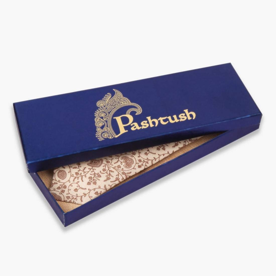 Pashtush India Tie Pashtush Mens Embroidered Necktie, Wool, Paisley Design, Beige