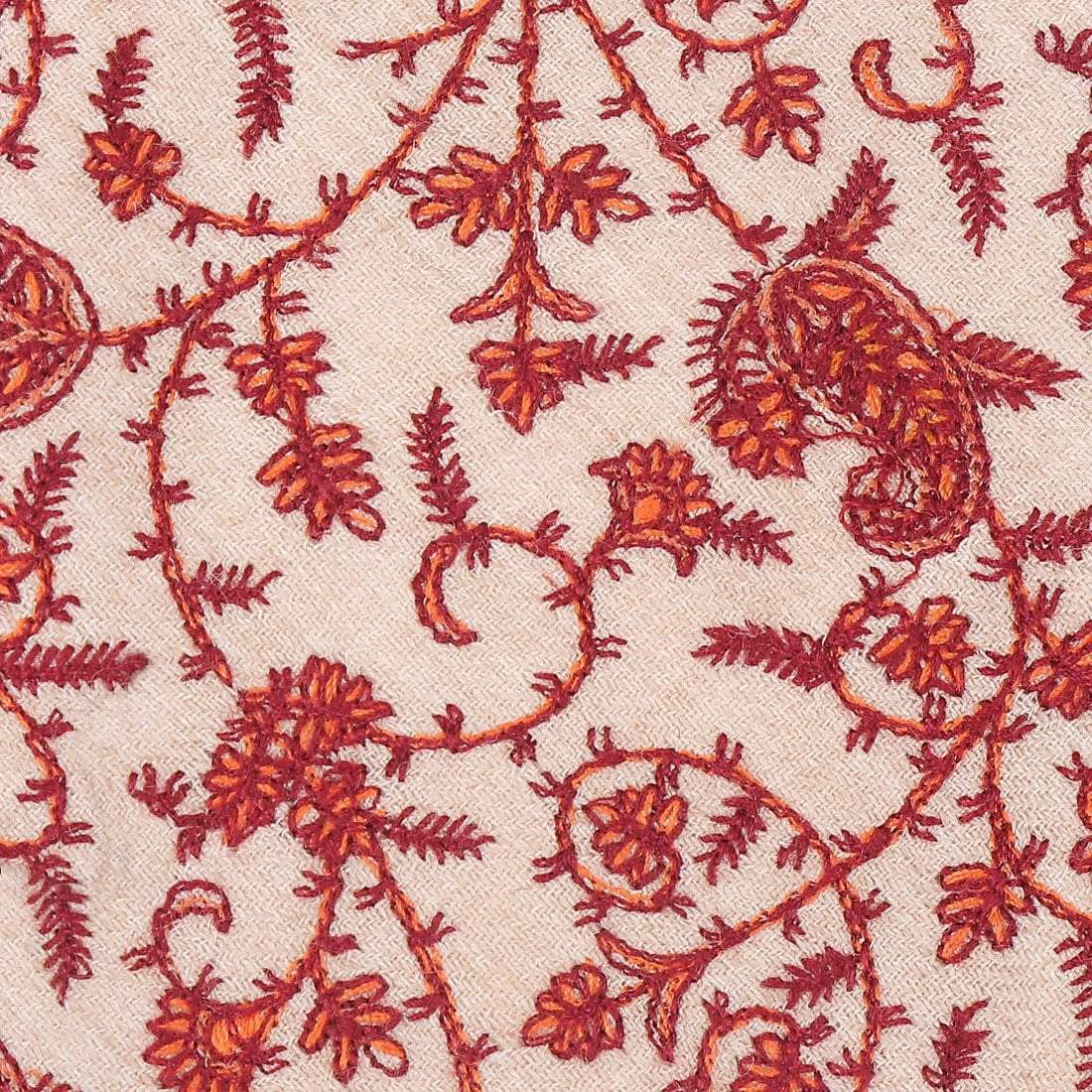 Pashtush Shawl Store Tie Pashtush Mens Embroidered Necktie, Pashmina and Wool, Paisley Design, Free Size, beige