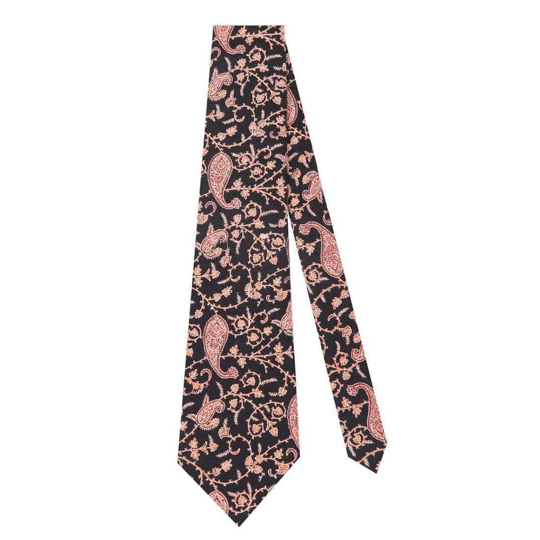Pashtush India Tie Pashtush Mens Embroidered Necktie, Wool, Paisley Design, Black