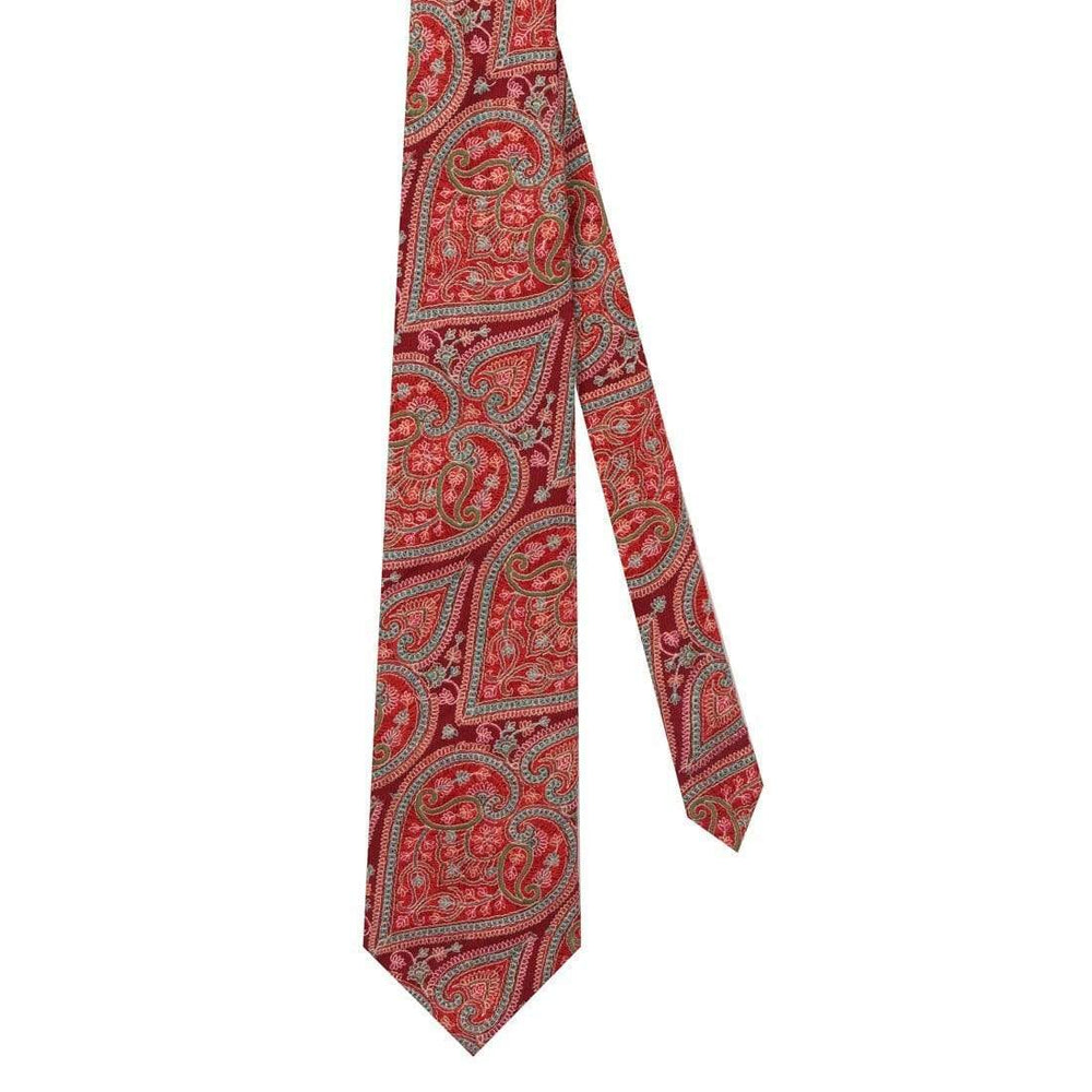 Pashtush India Tie Pashtush Mens Embroidered Necktie, Wool, Paisley Design, Maroon