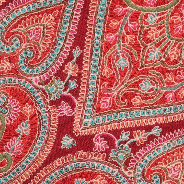 Pashtush India Tie Pashtush Mens Embroidered Necktie, Wool, Paisley Design, Maroon
