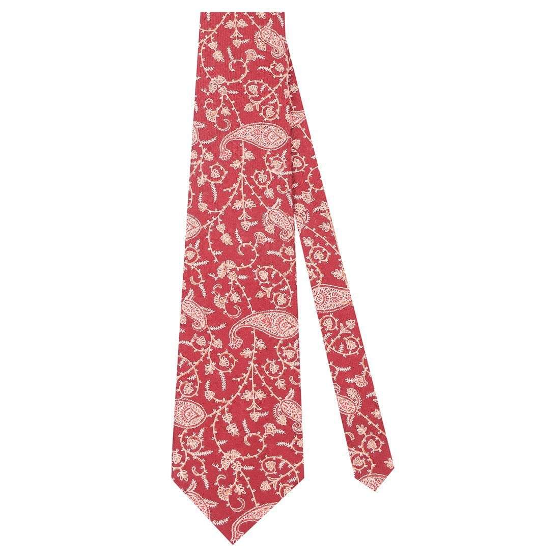 Pashtush Shawl Store Tie Pashtush Mens Embroidered Necktie, Pashmina and Wool, Paisley Design, Free Size, Mersin Maroon