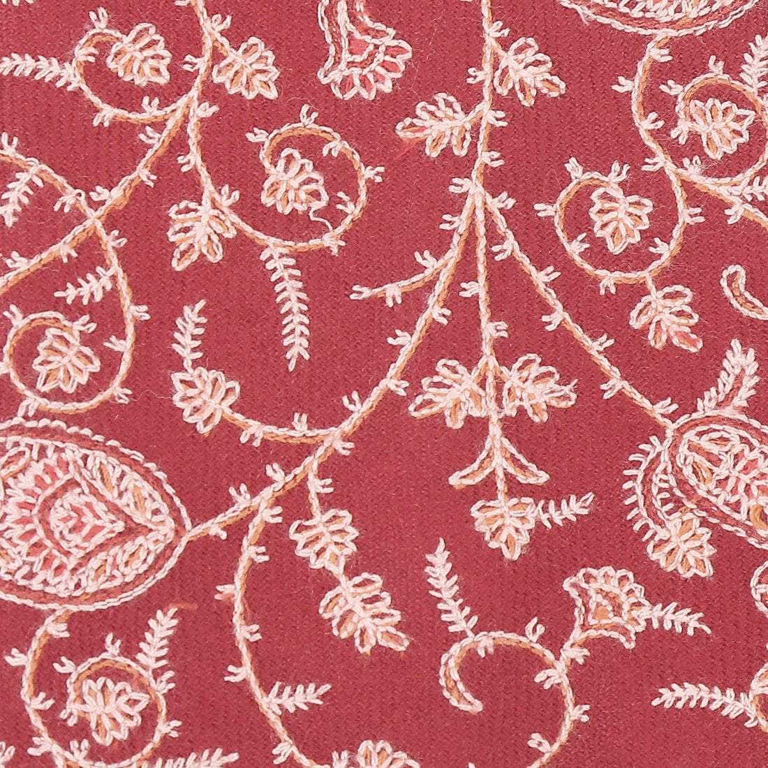 Pashtush Shawl Store Tie Pashtush Mens Embroidered Necktie, Pashmina and Wool, Paisley Design, Free Size, Mersin Maroon