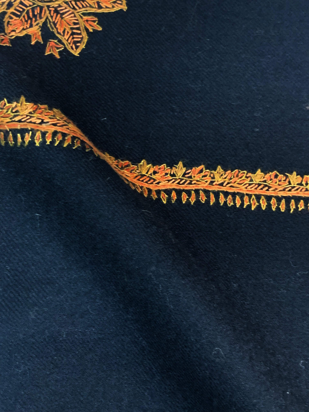Pashtush Mens Embroidery Shawl, Gents Thick Wool Shawls, 100% Handmade Embroidery, Black