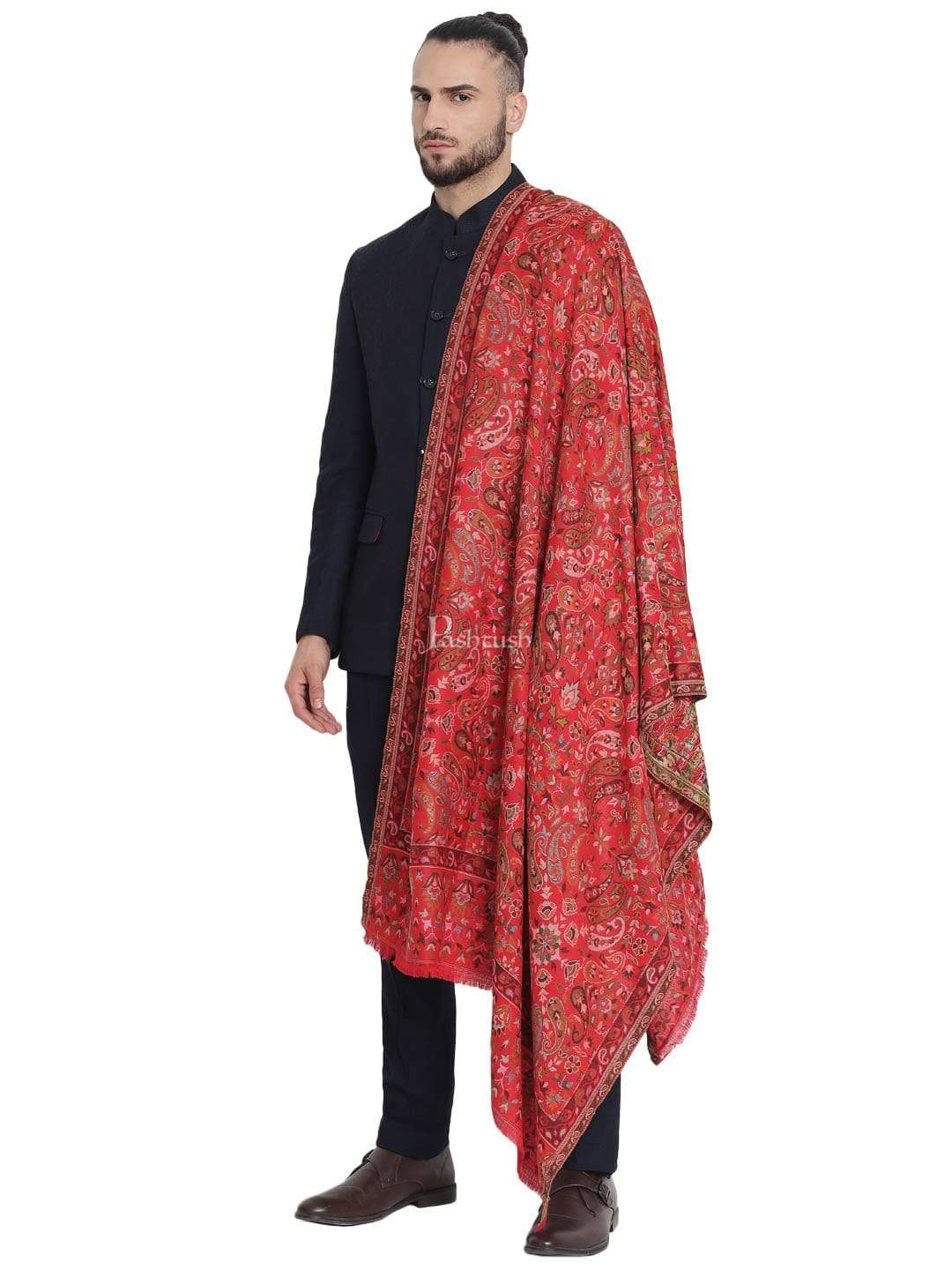 Pashtush India 100x200 Pashtush Mens Ethnic Stole, Faux Pashmina, Soft and Warm, Multi coloured