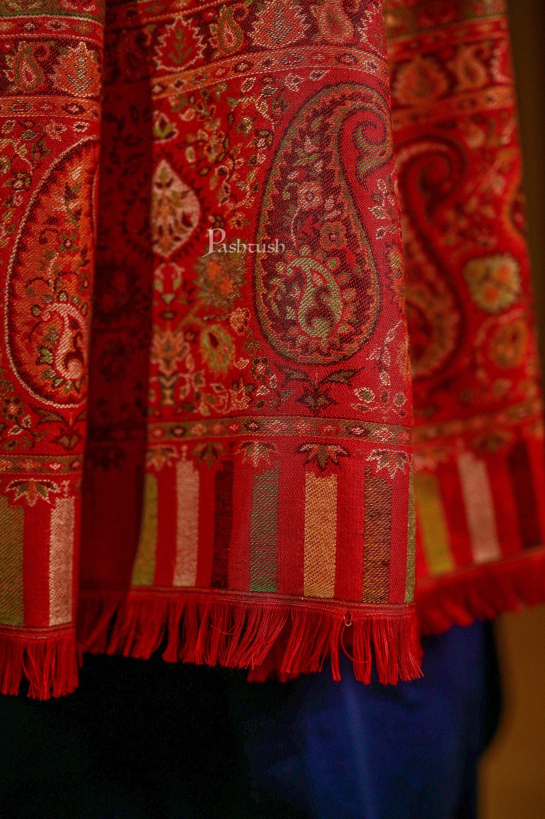 Pashtush India 100x200 Pashtush Mens Faux Pashmina Woven Design Ethnic Shawl, Red