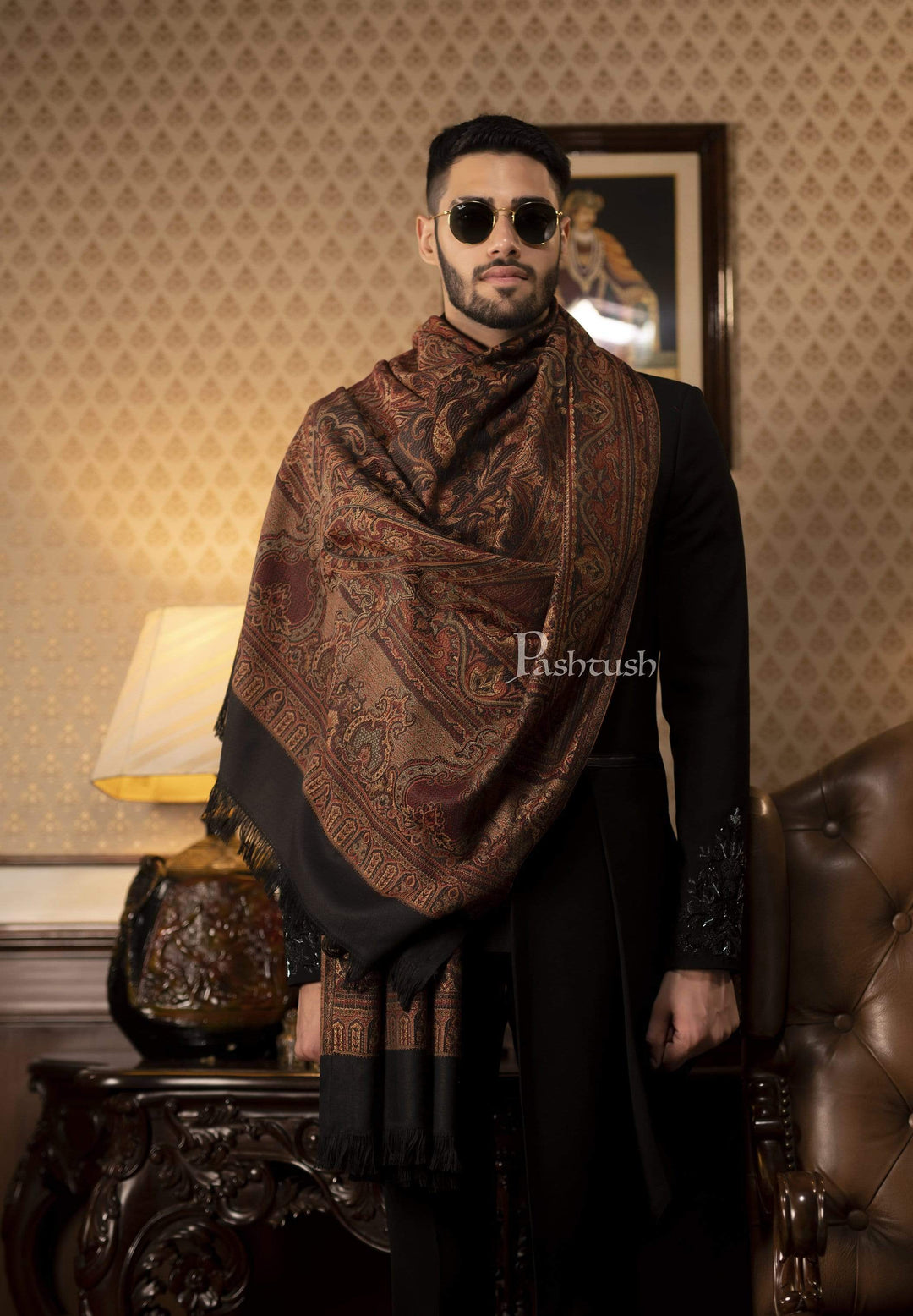 Shawl Men's Stole For Kurta Pajama Pashtush Mens Jamawar