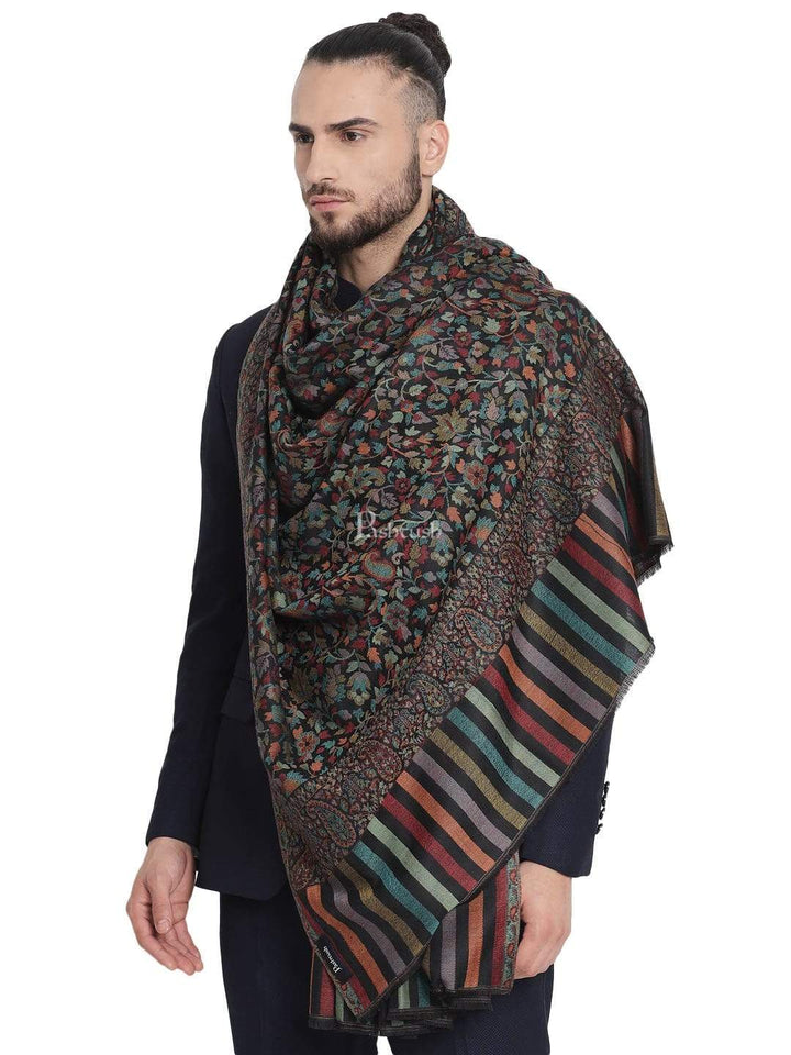 Pashtush India 100x200 Pashtush Mens Fine Wool Ethnic Weave Stole, Soft and Warm