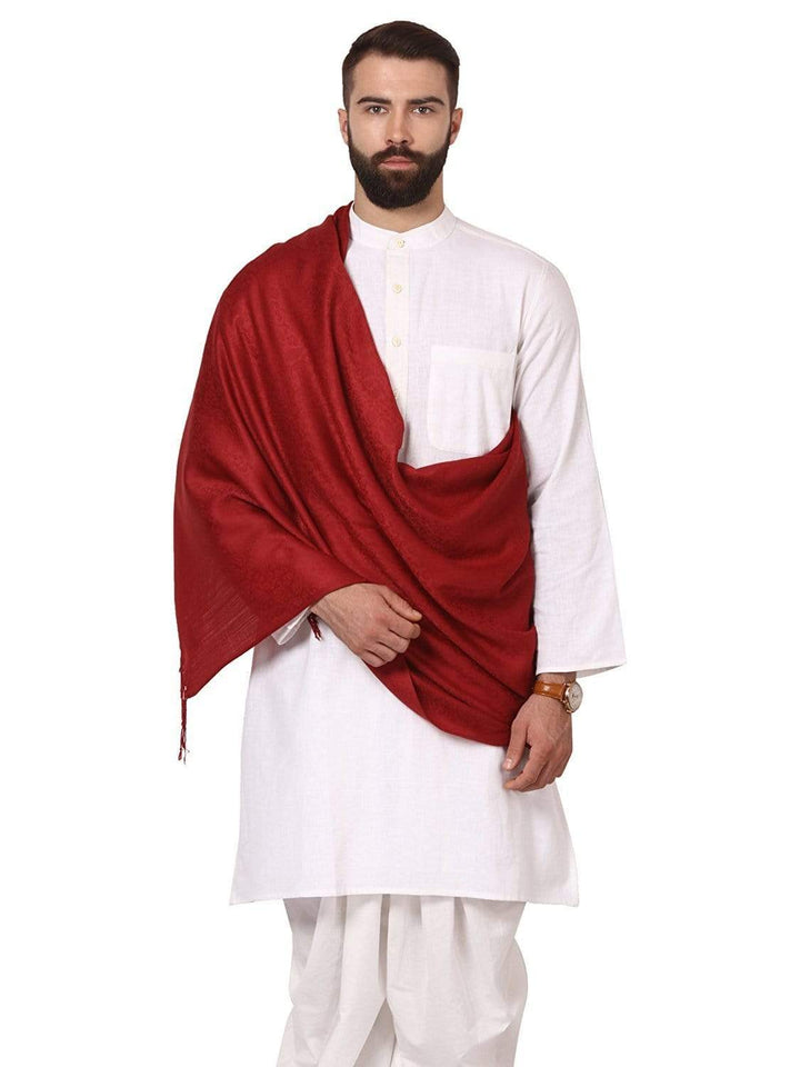 Pashtush India 70x200 Pashtush Mens Fine Wool Jacquard Muffler, Maroon