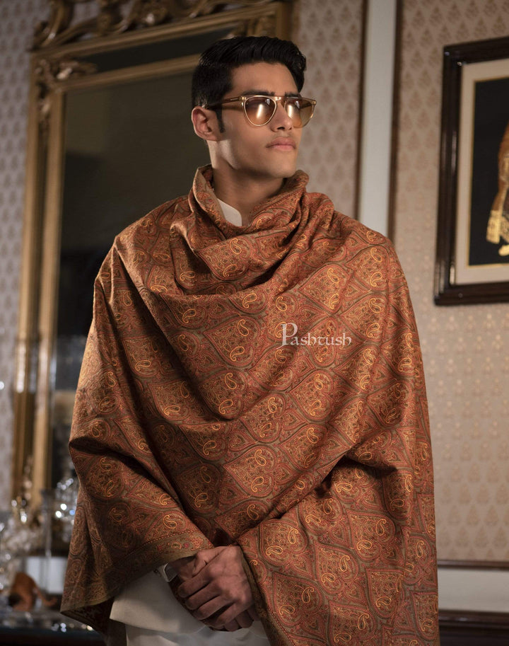 Pashtush India 100x200 Pashtush Mens Fine Wool , kashmiri Sozni embroidery stole